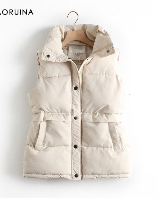 Style Solid Sleeveless Winter Keep Warm Winter Vest Coat