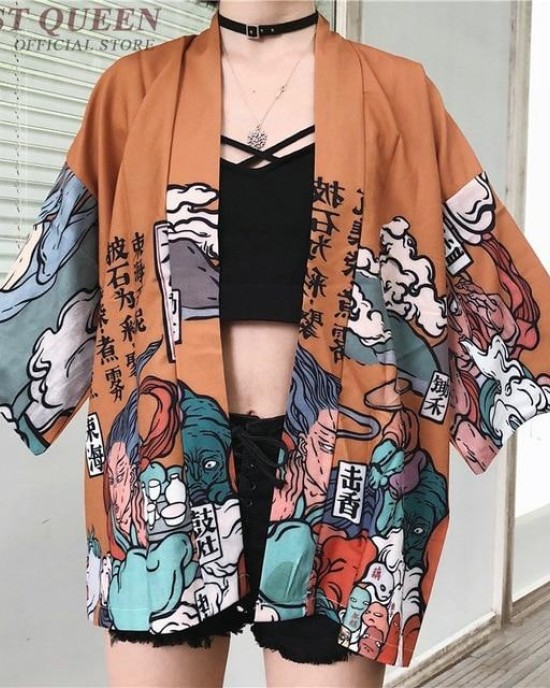 Japanese kimono cardigan blouse beach kimono