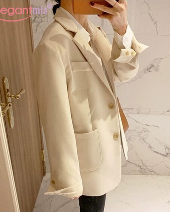 Solid Color Single Breasted Casual Blazers Jackets Office Work Suit