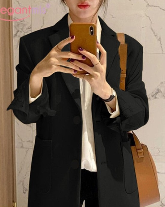 Solid Color Single Breasted Casual Blazers Jackets Office Work Suit