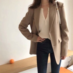 Fashion Blazer Jacket Casual Pockets Long Sleeve Work Suit Coat