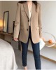 Fashion Blazer Jacket Casual Pockets Long Sleeve Work Suit Coat