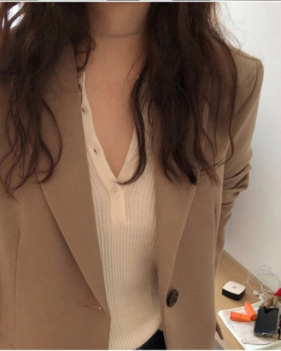 Fashion Blazer Jacket Casual Pockets Long Sleeve Work Suit Coat