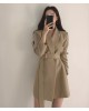 Long Blazers Jacket With Belt Notched Outerwear Office