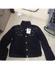 Fashion Women’s Denim Jacket Full Sleeve Loose Button Pearls Short