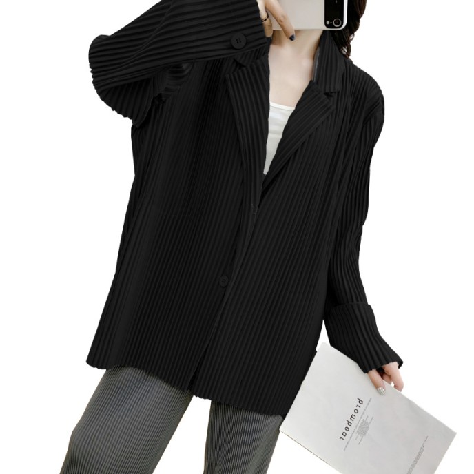 Autumn and winter new products with loose temperament, oversized long sleeved pleated suit jacket for women Autumn and winter new products with loose temperament, oversized long sleeved pleated suit jacket for women