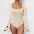 Autumn and Winter Sexy Slim Fit Square Neck Flare Sleeves Off Back Inner Laydown T-shirt jumpsuit Autumn and Winter Sexy Slim Fit Square Neck Flare Sleeves Off Back Inner Laydown T-shirt jumpsuit