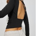 Sexy backless inner women's knitwear long-sleeved t-shirt spicy girl blouse square neck bottoming shirt