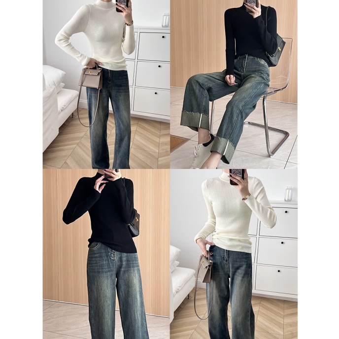 Wool blend yarn high elasticity autumn and winter versatile base sweater