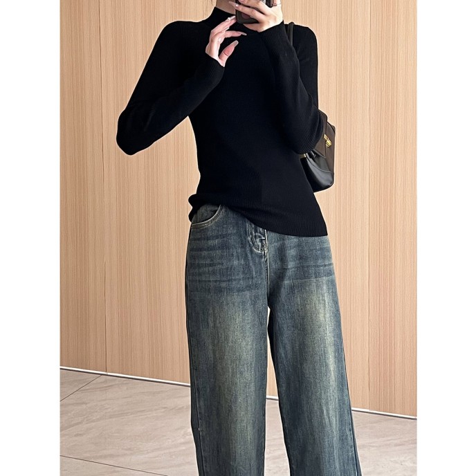 Wool blend yarn high elasticity autumn and winter versatile base sweater