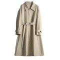 Texture twill thin windbreaker, spring and autumn new coat, autumn women's slimming coat, medium length coat