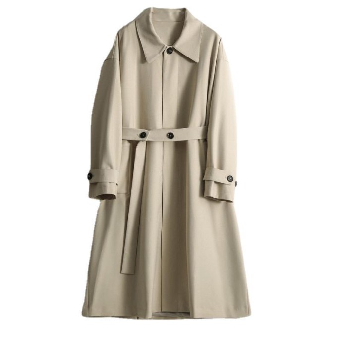 Texture twill thin windbreaker, spring and autumn new coat, autumn women's slimming coat, medium length coat