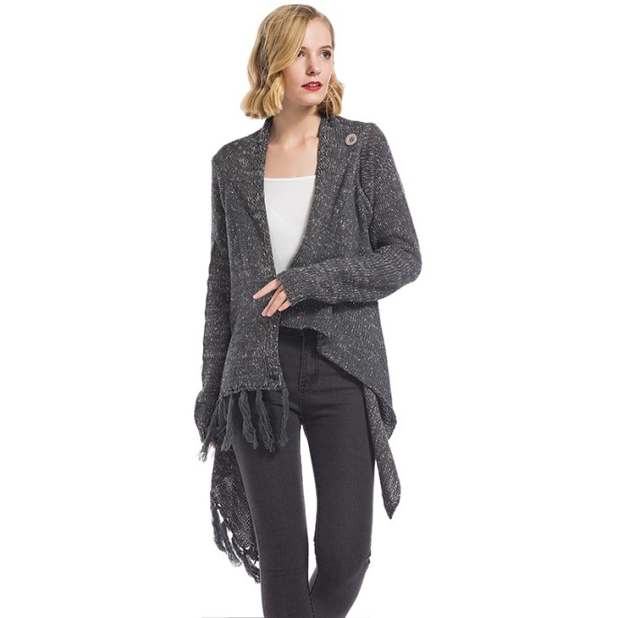 Autumn and winter oversized women's tassel knitted sweater jacket Autumn and winter oversized women's tassel knitted sweater jacket