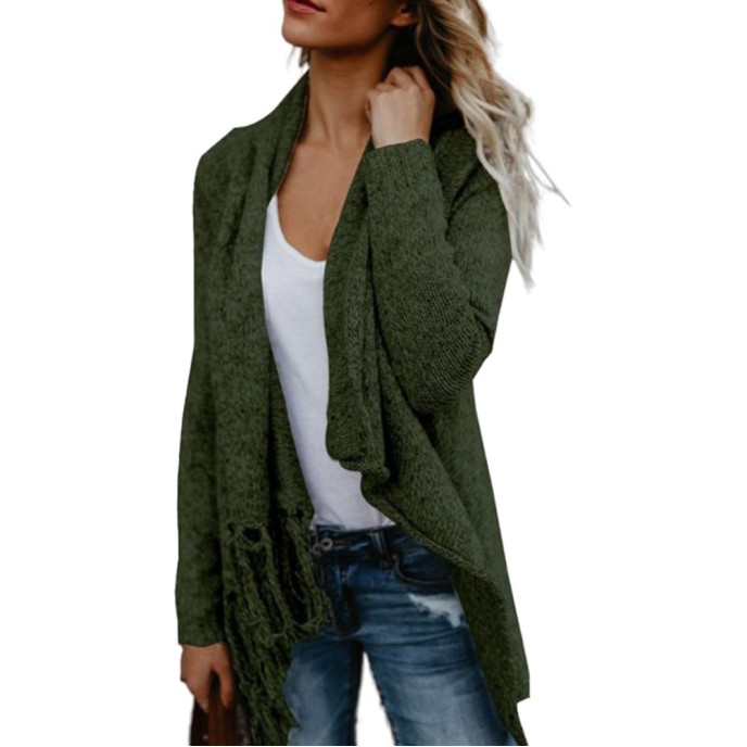 Autumn and winter oversized women's tassel knitted sweater jacket Autumn and winter oversized women's tassel knitted sweater jacket