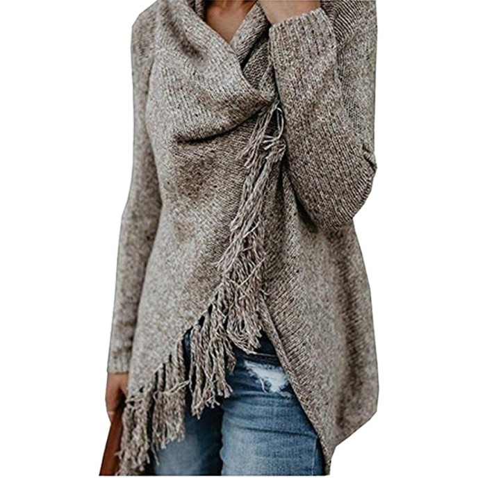 Autumn and winter oversized women's tassel knitted sweater jacket Autumn and winter oversized women's tassel knitted sweater jacket