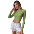 2025 Women's Sexy Backless Casual Short Slim Knit Long Sleeve T-shirt Top Bottom Outer Wear 2025 Women's Sexy Backless Casual Short Slim Knit Long Sleeve T-shirt Top Bottom Outer Wear