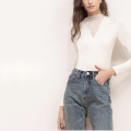 Half-high neck new white lace splicing Slim inner bottoming shirt tops T-shirt Women's Half-high neck new white lace splicing Slim inner bottoming shirt tops T-shirt Women's