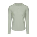 Vertical ribbed front collar sports long sleeve feminine casual home running yoga wear