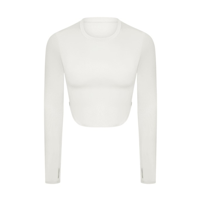 Yoga clothes new sexy side seam split naked sense of fitness long sleeve T wear casual running sports top women Yoga clothes new sexy side seam split naked sense of fitness long sleeve T wear casual running sports top women