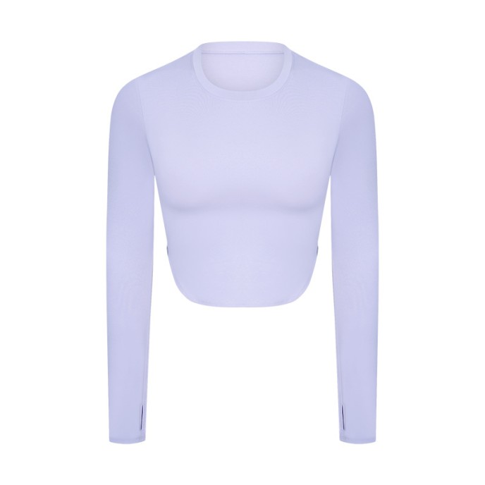 Yoga clothes new sexy side seam split naked sense of fitness long sleeve T wear casual running sports top women Yoga clothes new sexy side seam split naked sense of fitness long sleeve T wear casual running sports top women