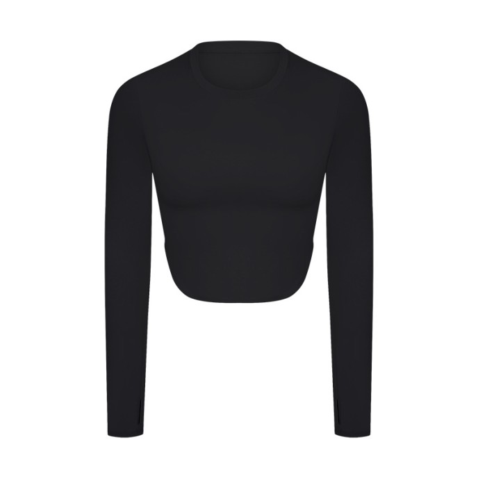 Yoga clothes new sexy side seam split naked sense of fitness long sleeve T wear casual running sports top women Yoga clothes new sexy side seam split naked sense of fitness long sleeve T wear casual running sports top women